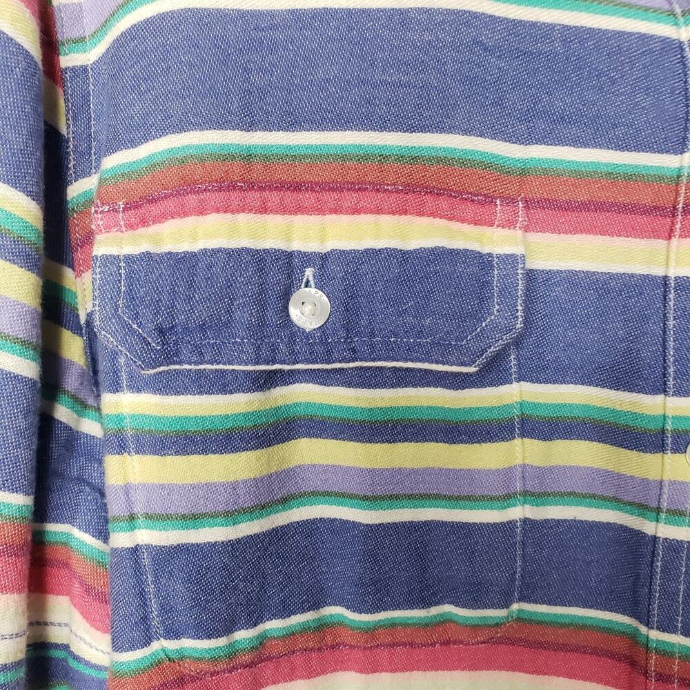Chaps Denim Long Sleeve Button Shirt Size L Stripes Multi Color Women's - Picture 6 of 13